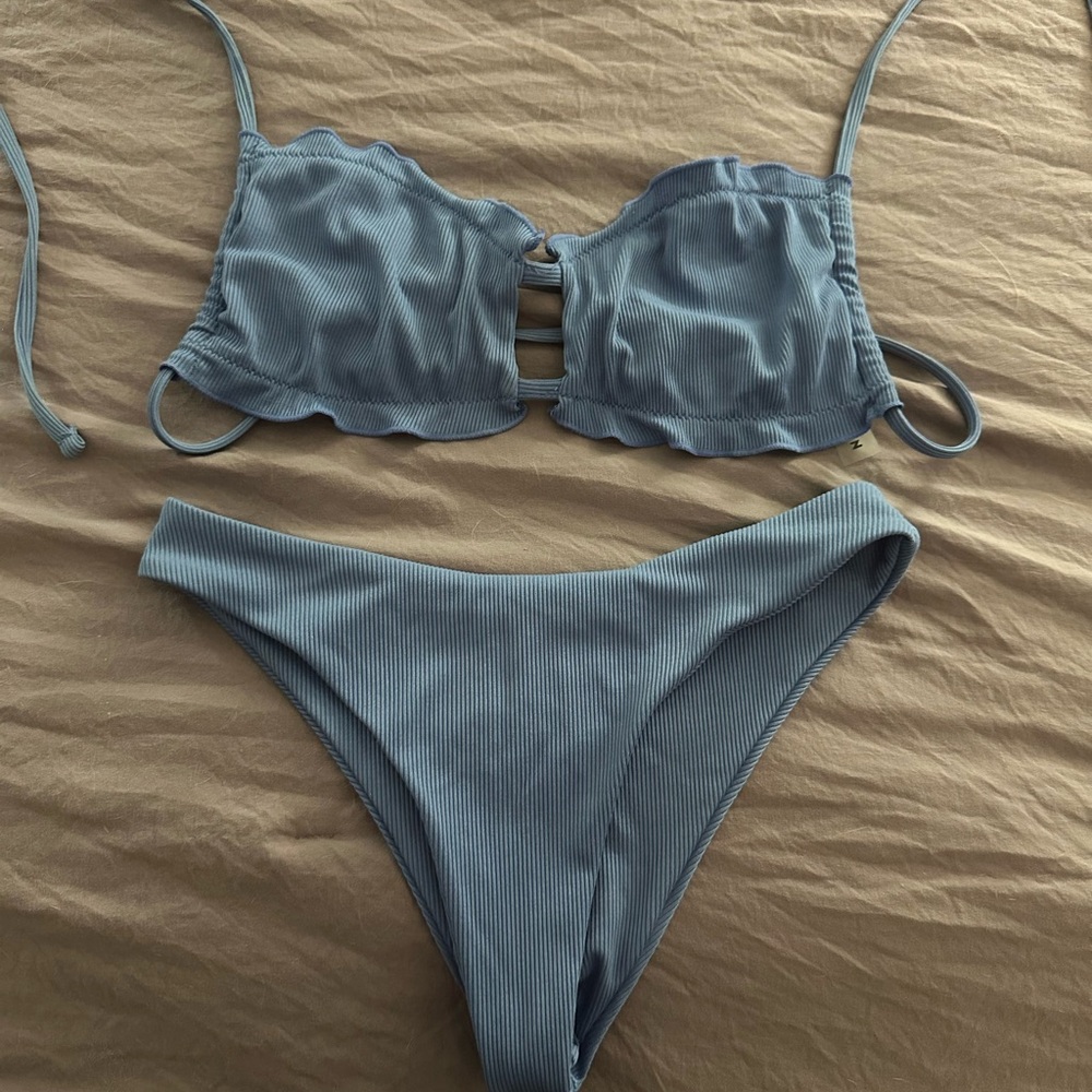 SHEIN Blue Bikini Set with Ruched Detailing